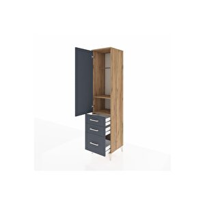 Hyperion Dolap 2 Raflı 3 Çekmeceli Tek Askılı 44x44x195 Çam-antrasit