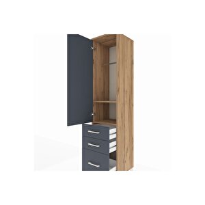 Hyperion Dolap 2 Raflı 3 Çekmeceli Tek Askılı 44x44x195 Çam-antrasit