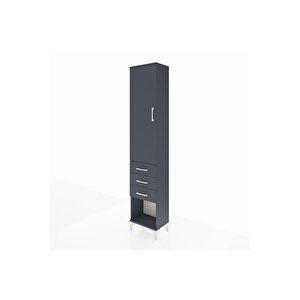 Arges Dolap 3 Raflı 3 Çekmeceli Tek Kapaklı 44x30x221 Antrasit-antrasit