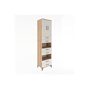 Hyperion Dolap 4 Raflı 6 Çekmeceli 2 Kapaklı 60x44x243 Çam-aytaşı