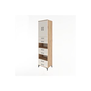 Hyperion Dolap 4 Raflı 6 Çekmeceli 2 Kapaklı 60x44x243 Çam-aytaşı