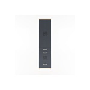 Hyperion Dolap 5 Raflı 3 Çekmeceli 4 Kapaklı 60x44x243 Çam-antrasit