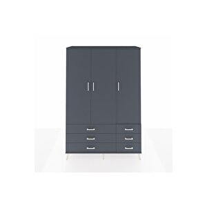 Hyperion Gardrop 5 Raflı 6 Çekmeceli Tek Askılı 132x44x195 Antrasit-antrasit