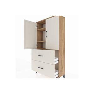 Arges Dolap 3 Raflı 2 Çekmeceli 2 Kapaklı 88x30x163 Çam-aytaşı