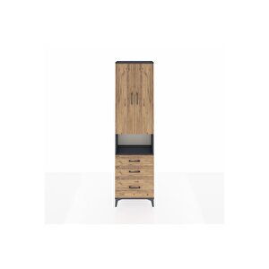 Arges Dolap 3 Raflı 3 Çekmeceli Tek Askılı 60x30x221 Antrasit-çam