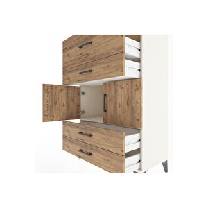 Hyperion Dolap Tek Raflı 4 Çekmeceli 2 Kapaklı 88x44x134 Aytaşı-çam