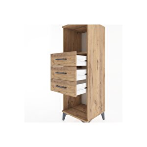 Hyperion Dolap Tek Raflı 3 Çekmeceli 44x44x134 Çam-çam