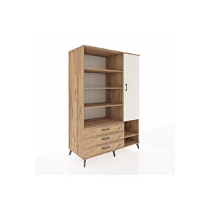 Kronos Dolap 9 Raflı 3 Çekmeceli Tek Kapaklı  132x59x195 Çam-aytaşı/çam