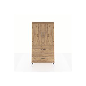 Arges Dolap Tek Raflı 2 Çekmeceli Tek Askılı 88x30x163 Çam-çam