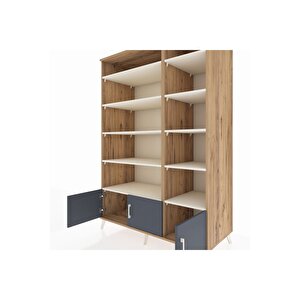 Kronos Dolap 10 Raflı 3 Kapaklı 132x59x195 Çam-antrasit/aytaşı