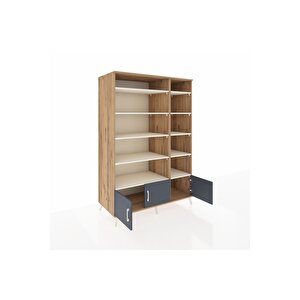 Kronos Dolap 10 Raflı 3 Kapaklı 132x59x195 Çam-antrasit/aytaşı