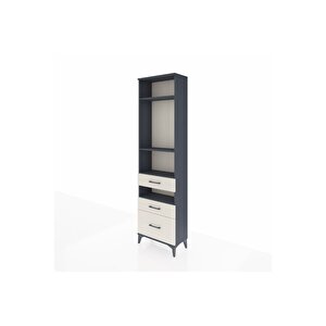 Arges Dolap 4 Raflı 3 Çekmeceli 60x30x221 Antrasit-aytaşı