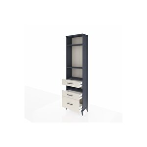 Arges Dolap 4 Raflı 3 Çekmeceli 60x30x221 Antrasit-aytaşı