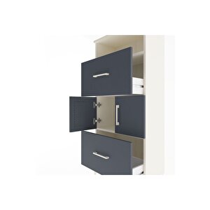 Arges Dolap 2 Raflı 2 Çekmeceli 2 Kapaklı 60x30x134 Aytaşı-antrasit