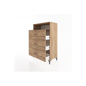 Hyperion Dolap Tek Raflı 3 Çekmeceli 88x44x134 Çam-çam