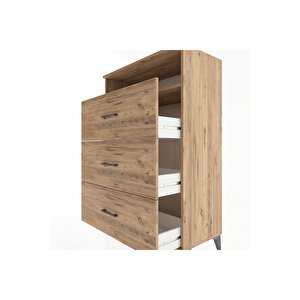 Hyperion Dolap Tek Raflı 3 Çekmeceli 88x44x134 Çam-çam