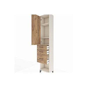 Arges Dolap 3 Raflı 3 Çekmeceli Tek Kapaklı 44x30x221 Aytaşı-çam