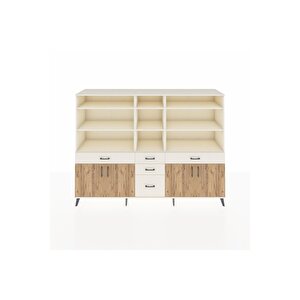 Hyperion Dolap 11 Raflı 5 Çekmeceli 4 Kapaklı 220x44x163 Aytaşı-çam/aytaşı
