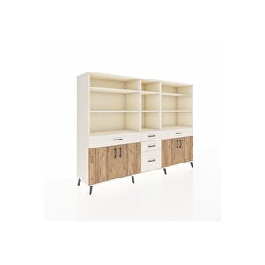 Hyperion Dolap 11 Raflı 5 Çekmeceli 4 Kapaklı 220x44x163 Aytaşı-çam/aytaşı