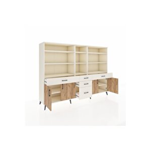 Hyperion Dolap 11 Raflı 5 Çekmeceli 4 Kapaklı 220x44x163 Aytaşı-çam/aytaşı