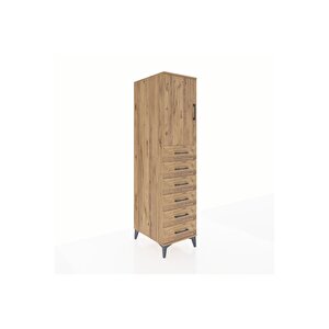 Kronos Dolap Tek Raflı 6 Çekmeceli Tek Kapaklı 44x59x182 Çam-çam