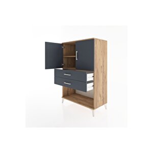 Hyperion Dolap 2 Raflı 2 Çekmeceli 2 Kapaklı 88x44x134 Çam-antrasit