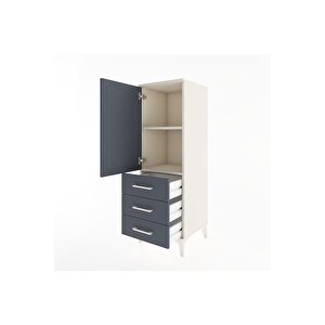 Hyperion Dolap 2 Raflı 3 Çekmeceli Tek Kapaklı 44x44x134 Aytaşı-antrasit