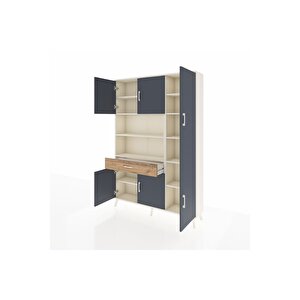 Arges Dolap 10 Raflı Tek Çekmeceli 6 Kapaklı 132x30x195 Aytaşı-antrasit/çam