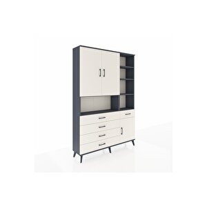 Arges Gardrop 8 Raflı 5 Çekmeceli 3 Kapaklı 132x30x195 Antrasit-aytaşı