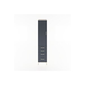 Hyperion Dolap 3 Raflı 4 Çekmeceli Tek Kapaklı 44x44x221 Aytaşı-antrasit