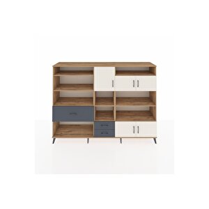 Hyperion Dolap 13 Raflı 3 Çekmeceli 5 Kapaklı 220x44x163 Çam-aytaşı/antrasit