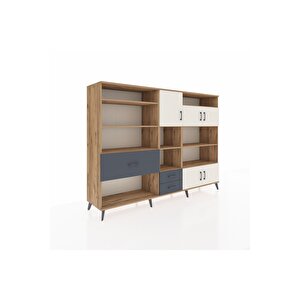 Hyperion Dolap 13 Raflı 3 Çekmeceli 5 Kapaklı 220x44x163 Çam-aytaşı/antrasit