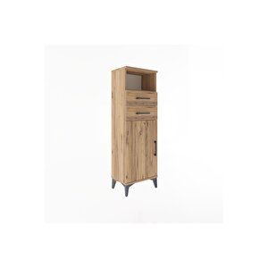 Arges Dolap 2 Raflı 2 Çekmeceli Tek Kapaklı 44x30x134 Çam-çam