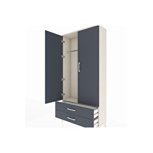 Arges Dolap Tek Raflı 2 Çekmeceli Tek Askılı 88x30x182 Aytaşı-antrasit