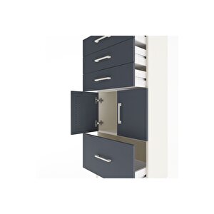 Arges Dolap Tek Raflı 4 Çekmeceli 2 Kapaklı 60x30x134 Aytaşı-antrasit