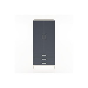 Hyperion Dolap 2 Raflı 3 Çekmeceli Tek Askılı 88x44x195 Aytaşı-antrasit