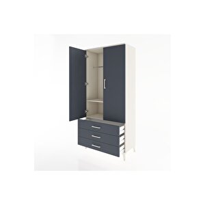 Hyperion Dolap 2 Raflı 3 Çekmeceli Tek Askılı 88x44x195 Aytaşı-antrasit