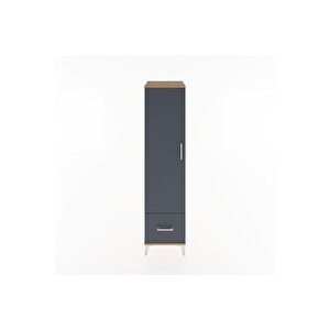 Hyperion Dolap 4 Raflı Tek Çekmeceli Tek Kapaklı 44x44x182 Çam-antrasit