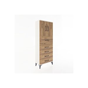 Arges Dolap 2 Raflı 5 Çekmeceli 2 Kapaklı 60x30x163 Aytaşı-çam