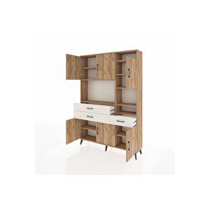 Arges Dolap 10 Raflı 3 Çekmeceli 6 Kapaklı 132x30x195 Çam-çam/aytaşı