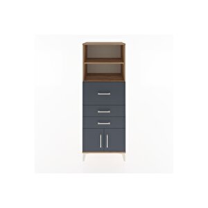 Hyperion Dolap 2 Raflı 3 Çekmeceli 2 Kapaklı 60x44x163 Çam-antrasit