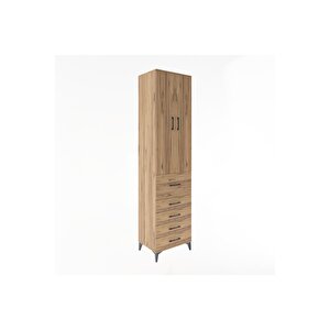 Hyperion Dolap 4 Raflı 5 Çekmeceli 2 Kapaklı 60x44x243 Çam-çam