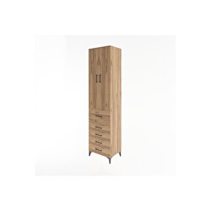 Hyperion Dolap 4 Raflı 5 Çekmeceli 2 Kapaklı 60x44x243 Çam-çam