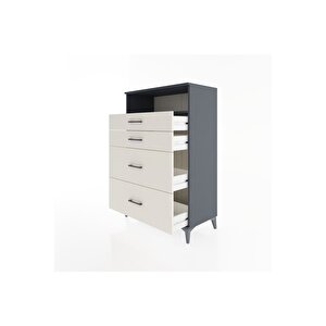 Hyperion Dolap Tek Raflı 4 Çekmeceli 88x44x134 Antrasit-aytaşı