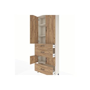 Arges Dolap 4 Raflı 3 Çekmeceli 4 Kapaklı 88x30x243 Aytaşı-çam
