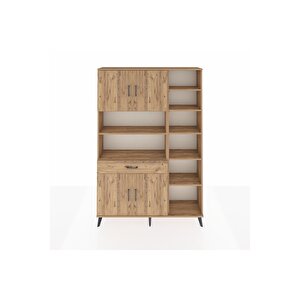 Arges Gardrop 10 Raflı Tek Çekmeceli 4 Kapaklı 132x30x195 Çam-çam