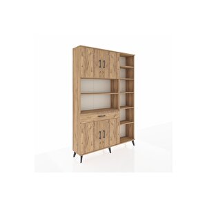 Arges Gardrop 10 Raflı Tek Çekmeceli 4 Kapaklı 132x30x195 Çam-çam