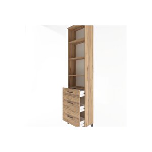 Arges Dolap 4 Raflı 3 Çekmeceli 60x30x243 Çam-çam