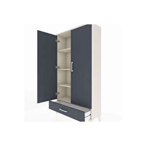 Arges Dolap 4 Raflı Tek Çekmeceli 2 Kapaklı 88x30x163 Aytaşı-antrasit