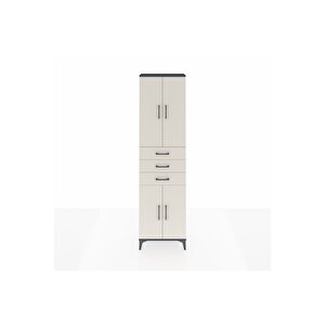 Arges Dolap 4 Raflı 3 Çekmeceli 4 Kapaklı 60x30x221 Antrasit-aytaşı